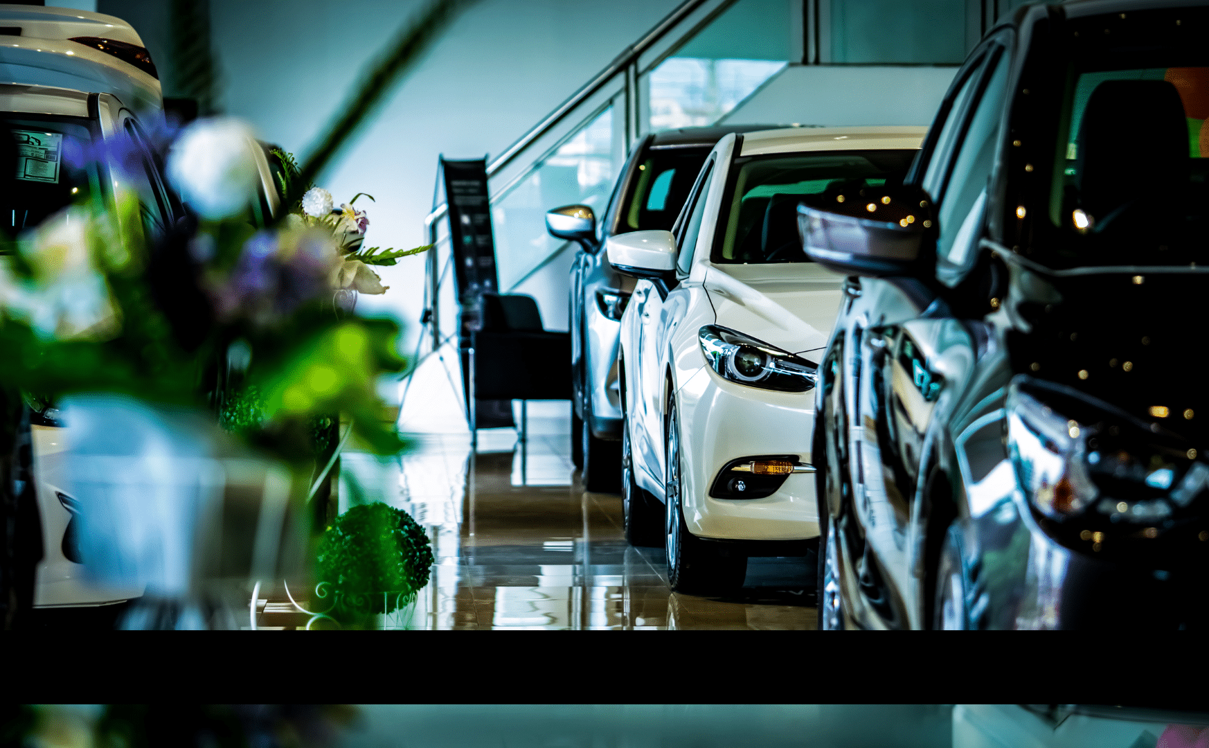 Compact Cars on Display at a Showroom