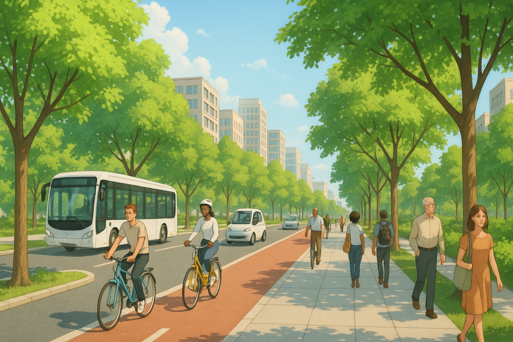 Cycling and Walking in a Green City